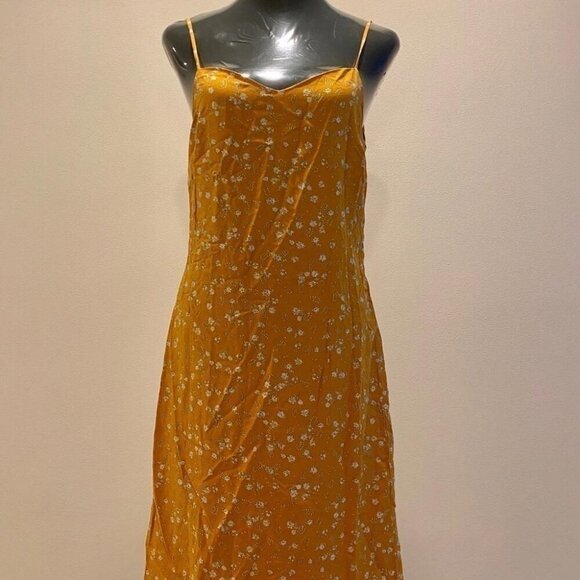 ICHI Floral Yellow Dress Sz 42 Cottagecore Spring Slip Dress - Picture 3 of 11